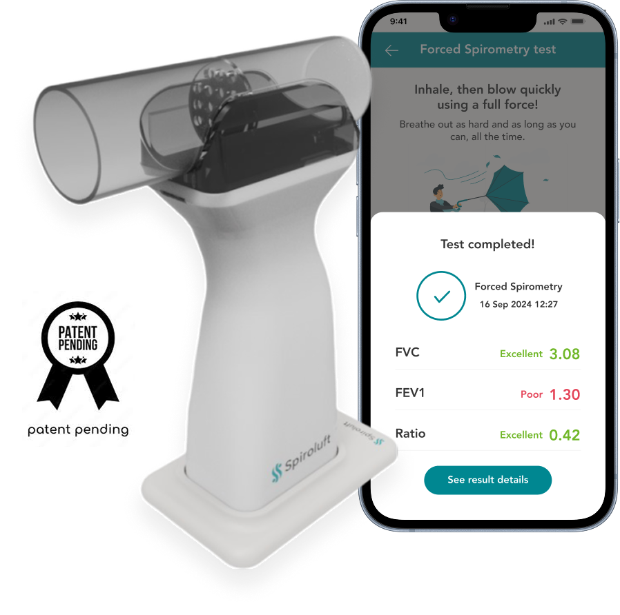 Spiroluft device and test results screen - with FS test results